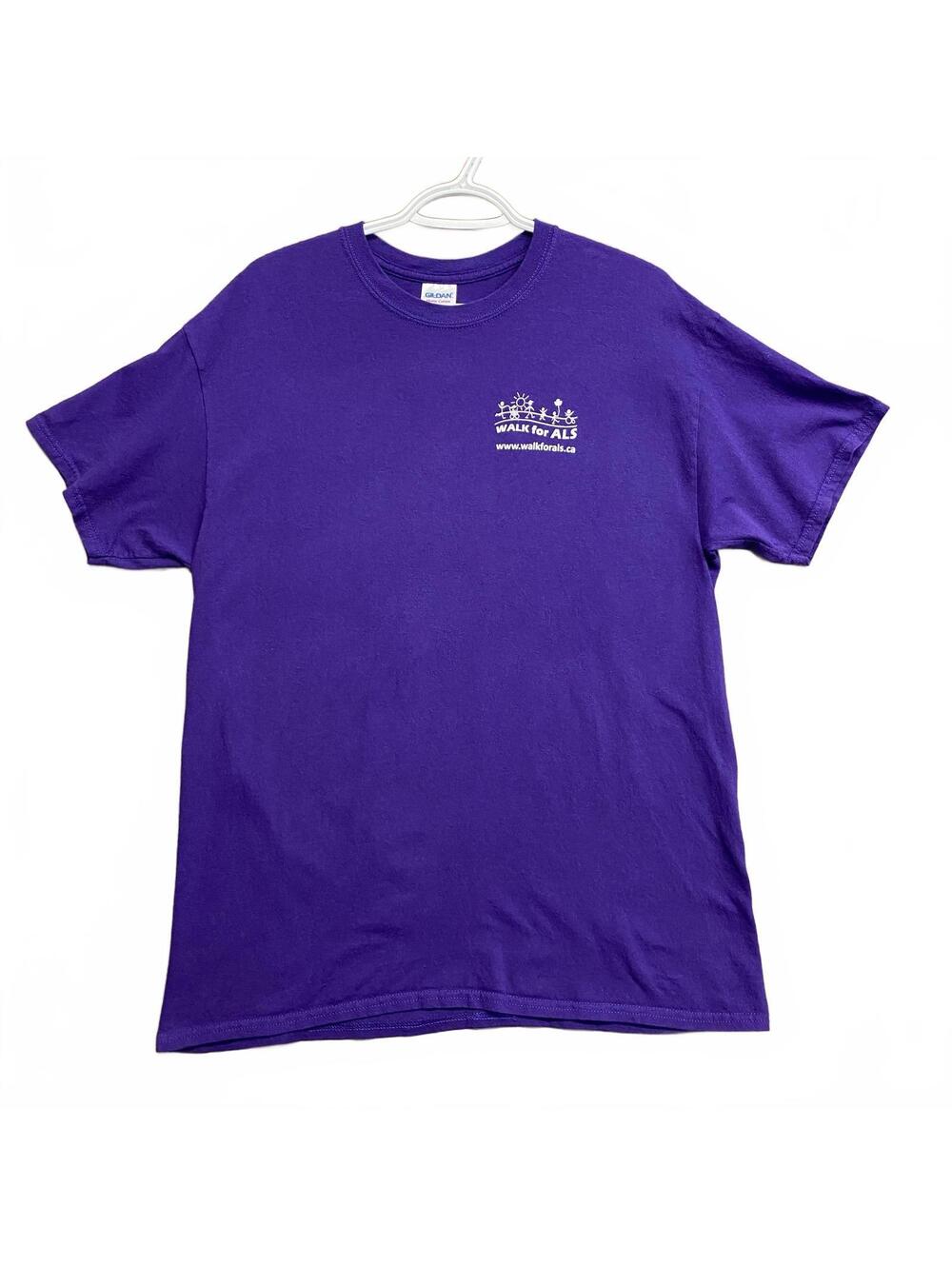 Gildan Purple Walk for ALS T-Shirt Front & Back Graphic Women's Large
